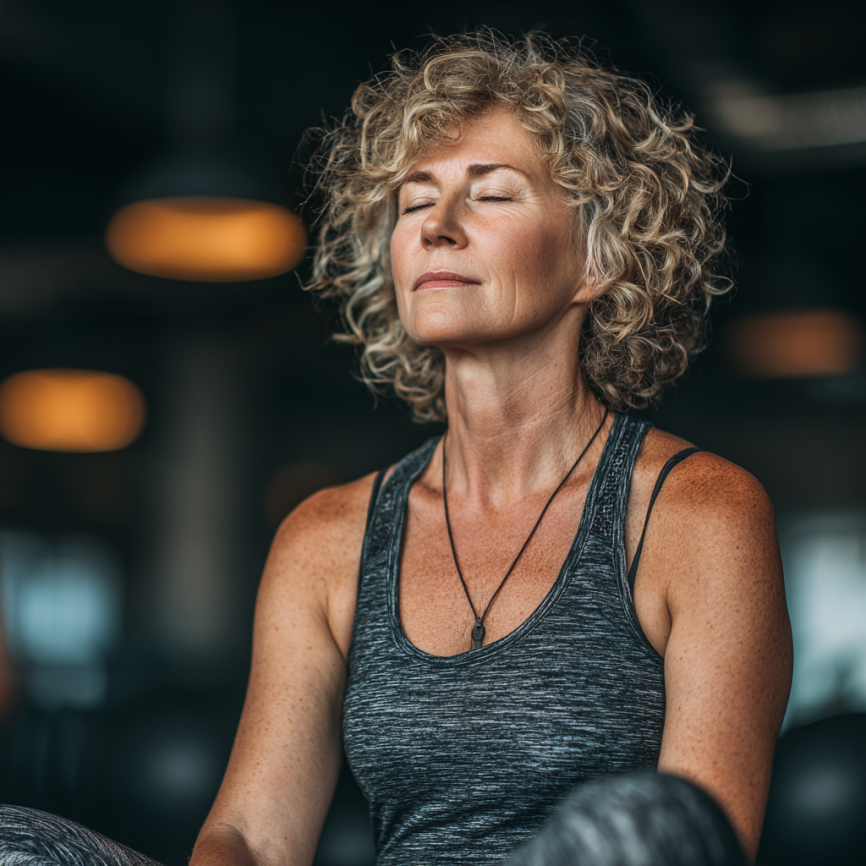 Старша жінка виконує вправи йоги